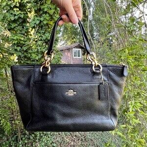 COACH Mini Tote Shoulderbag Satchel Women’s Black w Gold Hardware Handbag 35030